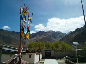 On The Roof Prayer Flags And Mountains