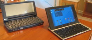 A technology vision fulfilled. HP Jornada 720 (circa 2000) next to Nexus 7 tablet + keyboard