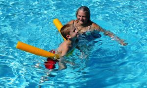 Bryon and Nanna at the pool