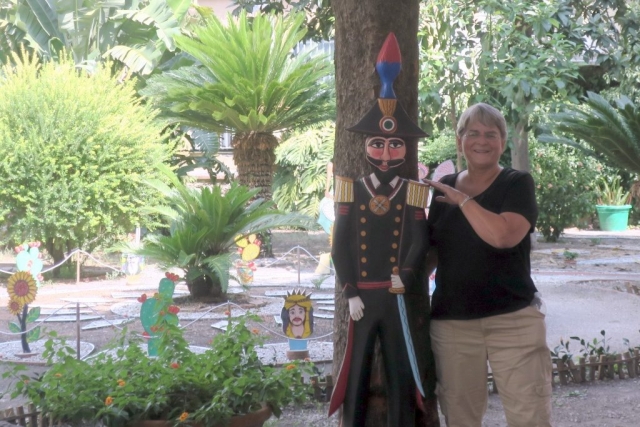 We took a bus up the mountain to Taormina. We stumbled into an art exhibit in this out-of-the-way square.