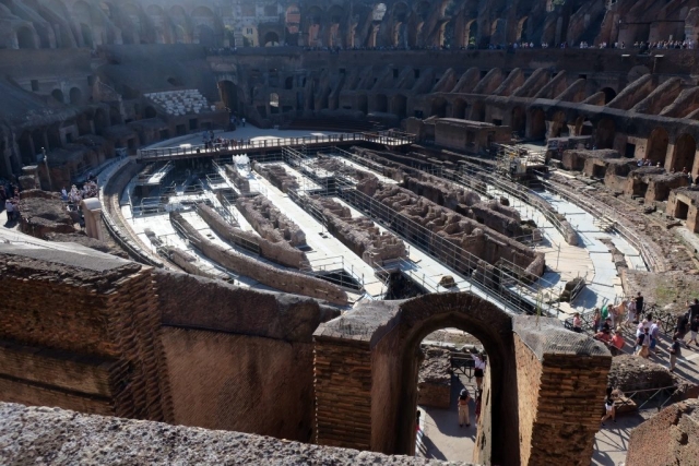 Colosseum stage. The underground was added and expanded over time, so they could have things appear and disappear unexpectedly, and do special effects stunts.