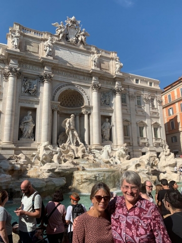 Suzy and Danita at the Trevi Fountain