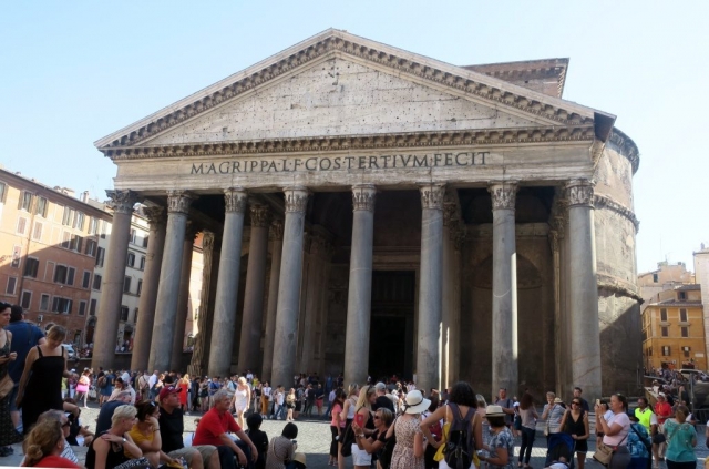 The Pantheon is the most beautiful building the Romans built. It is intact almost exactly as it was in 140 AD, and it had the largest dome in the world for 1000 years.