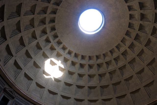 The dome has an Oculus. That means they left a hole in the roof. The equinox is verified by the position of the light on the dome. How can they be so precise with a building this large?